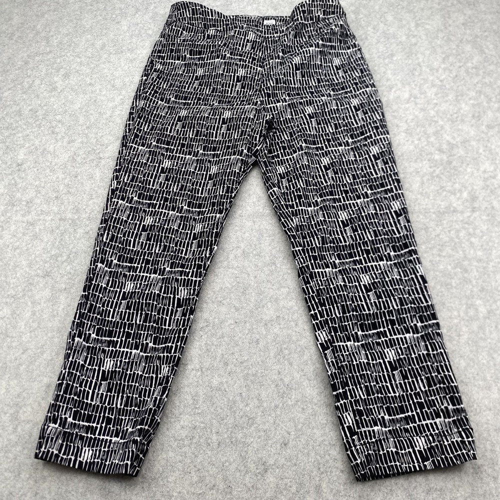 Soft Surroundings Black Geometric Ponte Straight Leg Dress Pants Womens L 29x24